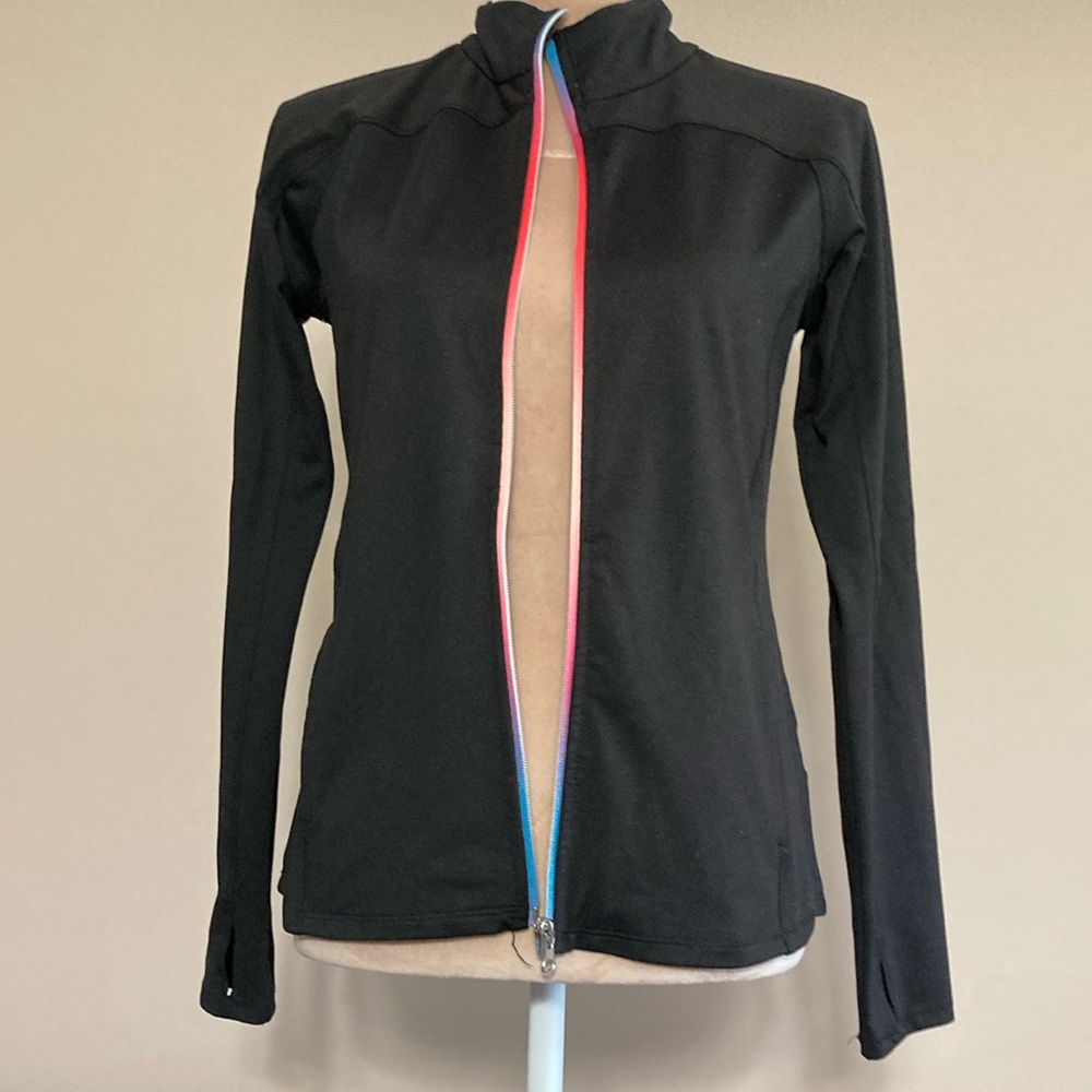 DSG Black Full-Zip Jacket with Multicolor Zipper - girls XL or XS woman